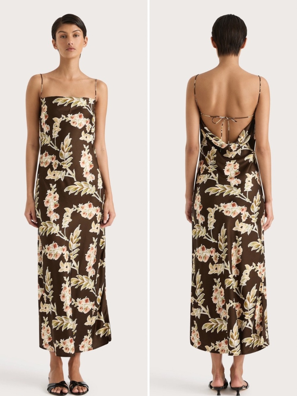 Faithfull the Brand Yolaine Midi Dress in Jardin Floral Chocolate Sz 4 - Picture 2 of 11